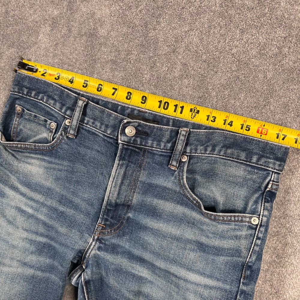 Uniqlo Jeans Japanese Selvedge Denim Kaihara Slim Straight Low Rise Men 35x27 - Picture 9 of 15